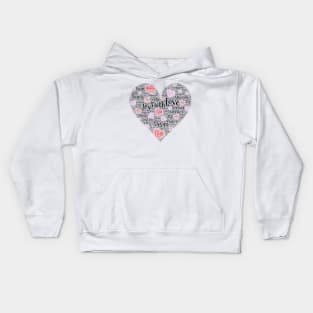 Black Word Cloud Heart With Hearts Original Art Kids Hoodie